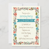 Invitation Fête d'anniversaire des femmes à la frontière fleu (Devant)