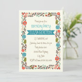 Invitation Fête d'anniversaire des femmes à la frontière fleu (Debout devant)