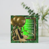 Invitation Fête d'anniversaire des femmes à talons hauts vert (Debout devant)