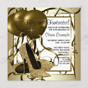 Invitation Fête d'anniversaire des femmes blanches Gold High 
