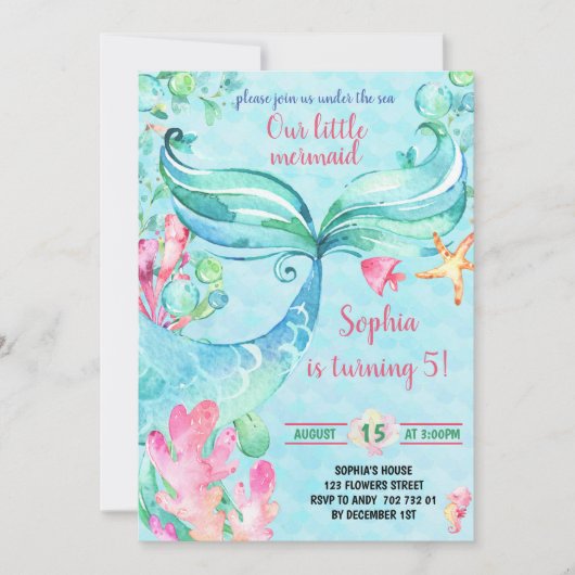 Invitation Fête d'anniversaire des femmes de mer (Devant)