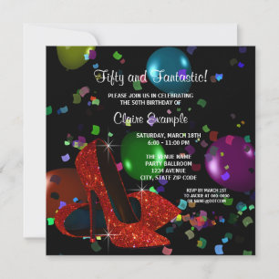 Invitation Fête d'anniversaire des femmes de Red High Heel Sh