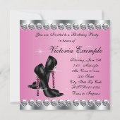 Invitation Fête d'anniversaire des femmes élégantes chic rose (Dos)