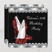 Invitation Fête d'anniversaire des femmes élégantes Ruby Roug (Devant / Derrière)