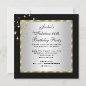 Invitation Fête d'anniversaire des femmes en argent noir rose (Dos)