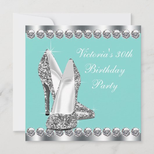 Invitation Fête d'anniversaire des femmes en bleu Turquoise (Devant)