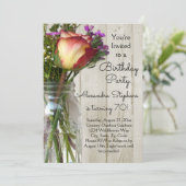 Invitation Fête d'anniversaire des femmes florales roses (Debout devant)