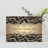 Invitation Fête d'anniversaire des femmes léopard (Debout devant)