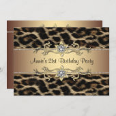 Invitation Fête d'anniversaire des femmes léopard (Devant / Derrière)
