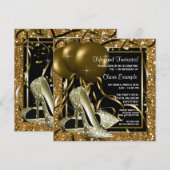 Invitation Fête d'anniversaire des femmes noires et d'or (Devant / Derrière)