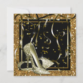 Invitation Fête d'anniversaire des femmes noires et d'or (Dos)