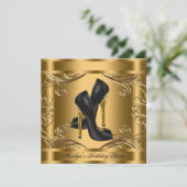 Invitation Fête d'anniversaire des femmes noires et d'or (Debout devant)