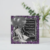 Invitation Fête d'anniversaire des femmes noires et violettes (Debout devant)