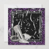 Invitation Fête d'anniversaire des femmes noires et violettes (Dos)