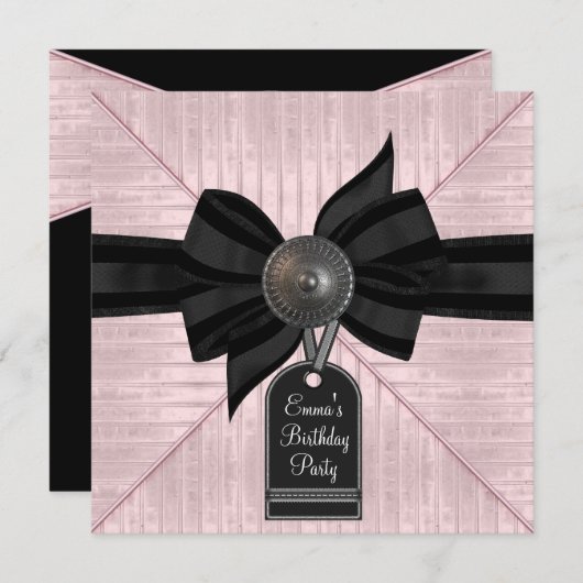 Invitation Fête d'anniversaire des femmes noires roses (Devant / Derrière)