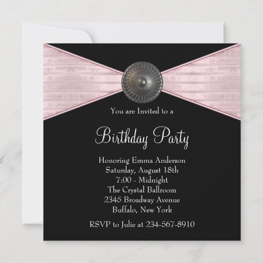 Invitation Fête d'anniversaire des femmes noires roses (Dos)