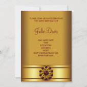 Invitation Fête d'anniversaire des femmes Red Gold (Dos)