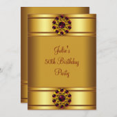 Invitation Fête d'anniversaire des femmes Red Gold (Devant / Derrière)
