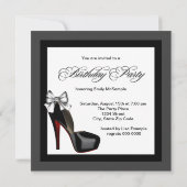 Invitation Fête d'anniversaire des femmes rouges et noires (Dos)