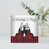 Invitation Fête d'anniversaire des femmes rouges et noires (Debout devant)