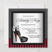 Invitation Fête d'anniversaire des femmes rouges et noires (Dos)