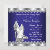 Invitation Fête d'anniversaire des femmes Royal Blue (Dos)