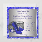 Invitation Fête d'anniversaire des femmes Royal Blue et Silve (Dos)