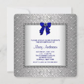 Invitation Fête d'anniversaire des femmes Royal Blue et Silve (Dos)