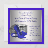 Invitation Fête d'anniversaire des femmes Royal Blue et Silve (Dos)
