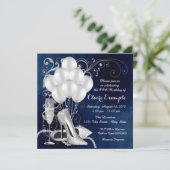 Invitation Fête d'anniversaire des femmes Royal Blue Silver (Debout devant)