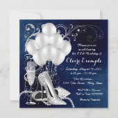 Invitation Fête d'anniversaire des femmes Royal Blue Silver (Devant)