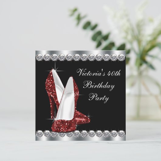 Invitation Fête d'anniversaire des femmes Ruby Red (Debout devant)