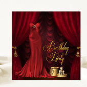 Invitation Fête d'anniversaire des femmes Ruby Red Gold