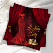 Invitation Fête d'anniversaire des femmes Ruby Red Gold
