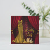 Invitation Fête d'anniversaire des femmes Ruby Red Gold (Debout devant)
