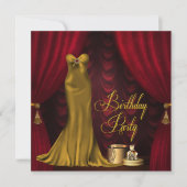 Invitation Fête d'anniversaire des femmes Ruby Red Gold (Devant)