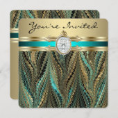 Invitation Fête d'anniversaire des femmes Turquoise bleu et o (Devant / Derrière)