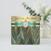 Invitation Fête d'anniversaire des femmes Turquoise bleu et o (Debout devant)