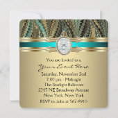 Invitation Fête d'anniversaire des femmes Turquoise bleu et o (Dos)