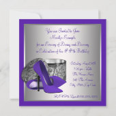 Invitation Fête d'anniversaire des femmes violet et argent (Dos)
