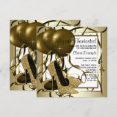 Invitation Fête d'anniversaire des femmes White Gold High tal (Devant / Derrière)