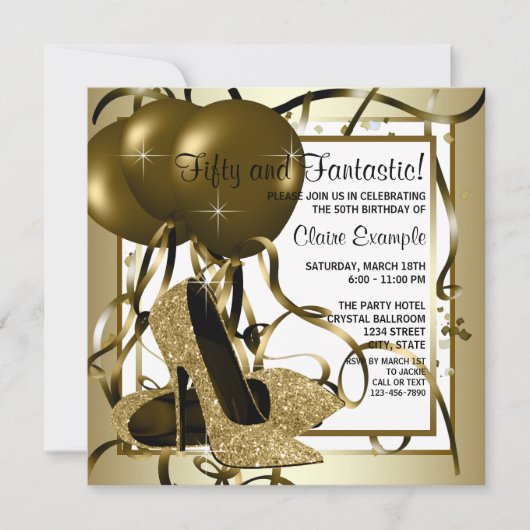 Invitation Fête d'anniversaire des femmes White Gold High tal (Devant)