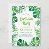 Invitation Fête d'anniversaire des Feuilles de la Monstera tr (Devant)