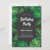 Invitation Fête d'anniversaire des Feuilles de la Monstera tr (Devant)