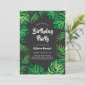 Invitation Fête d'anniversaire des Feuilles de la Monstera tr (Debout devant)