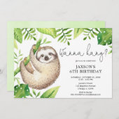 Invitation Fête d'anniversaire des feuilles vert tendre (Devant / Derrière)