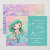 Invitation Fête d'anniversaire des filles à l'échelle de sirè (Devant / Derrière)