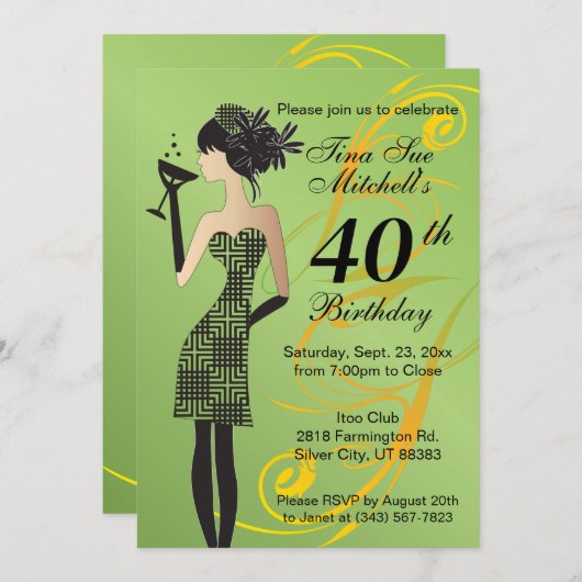 Invitation Fête d'anniversaire des filles | Âge do-it-yoursel (Devant / Derrière)