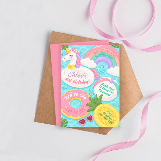 Invitation Fête d'anniversaire des filles au bord de la pisci