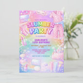 Invitation Fête d'anniversaire des filles au glitter pastel (Debout devant)